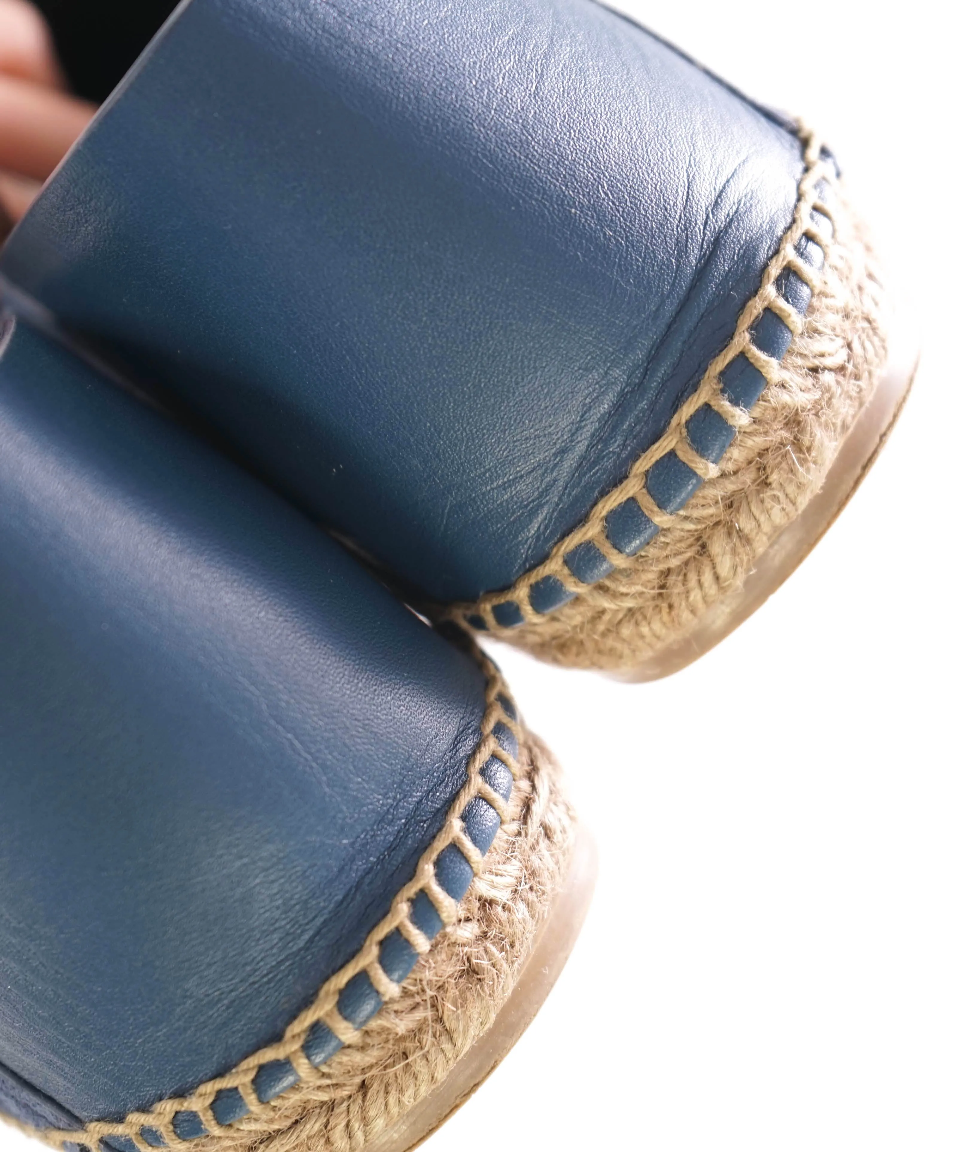 $850 ERMENEGILDO ZEGNA - Navy Blue Suede/Leather Espadrille Loafer - 11 US