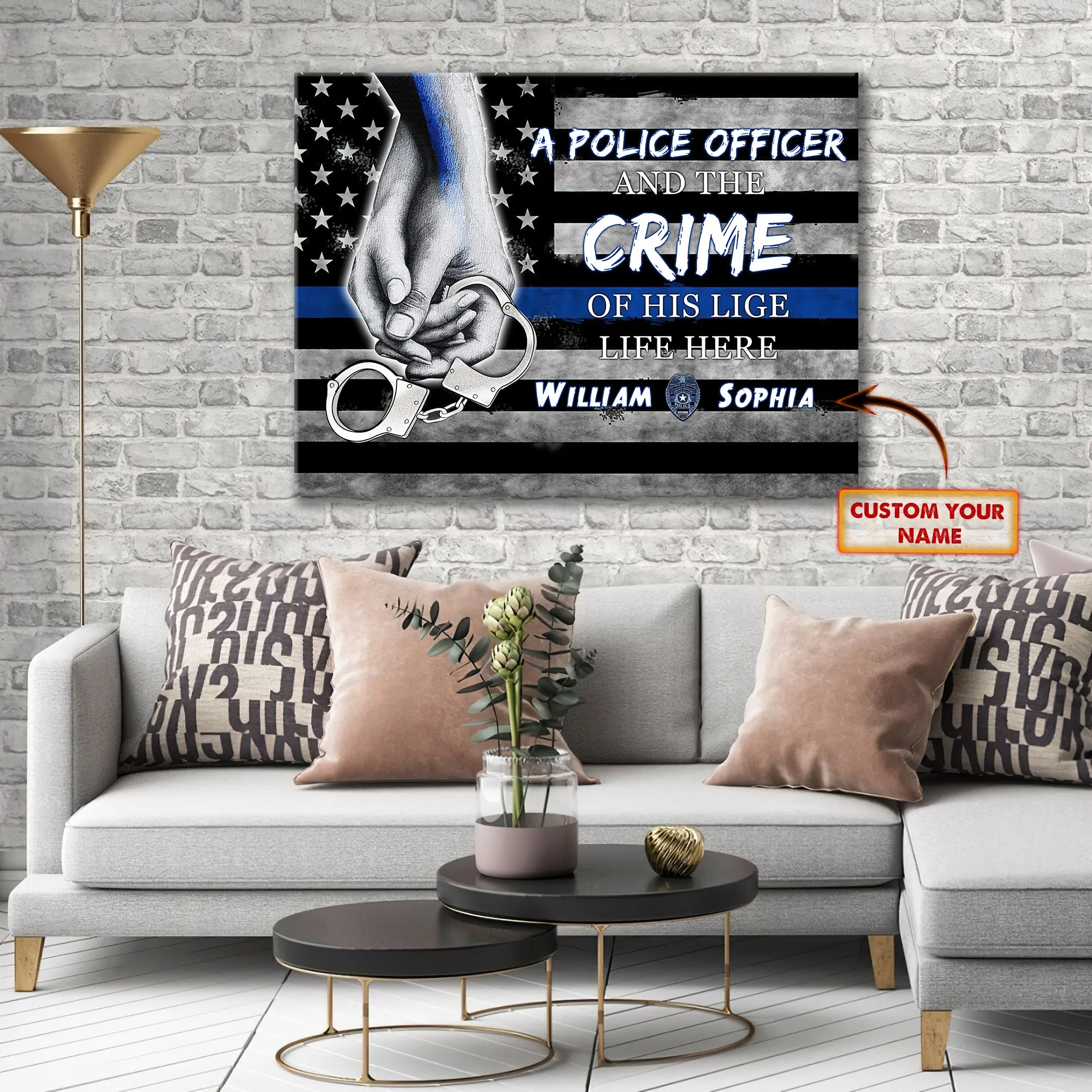 A Police Officer And Crime Of His Life Live Here - Personalized Canvas - Nmd 04