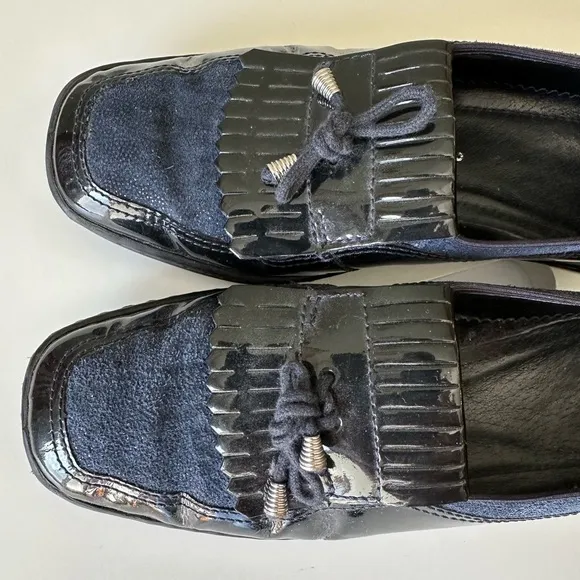 ARA Rachel Platform Loafer Metallic Suede &amp; Patent Kiltie Nonskid  UK3  US 5.5