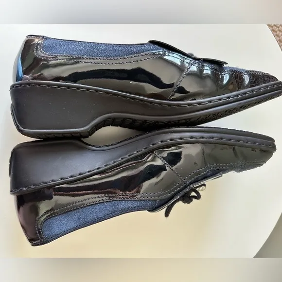 ARA Rachel Platform Loafer Metallic Suede &amp; Patent Kiltie Nonskid  UK3  US 5.5
