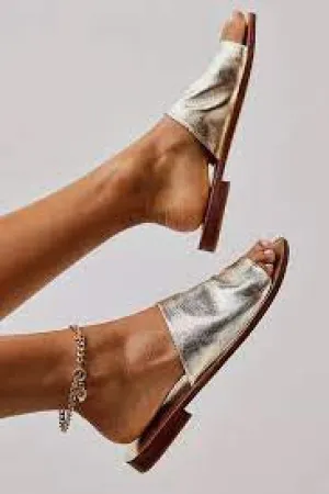 Free People Vicente Slide Sandals Gold