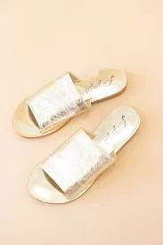 Free People Vicente Slide Sandals Gold