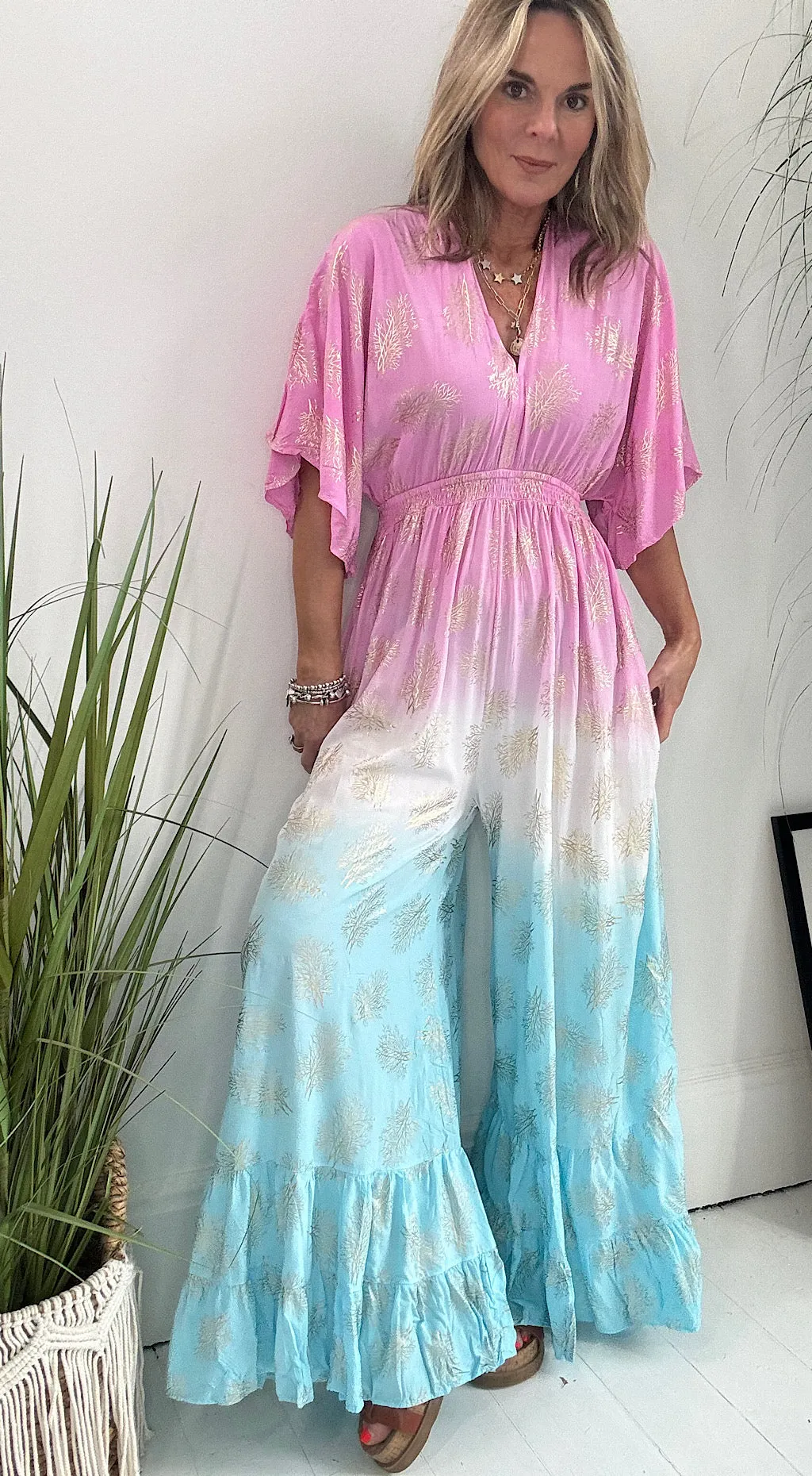 Last queen jumpsuit pink / blue