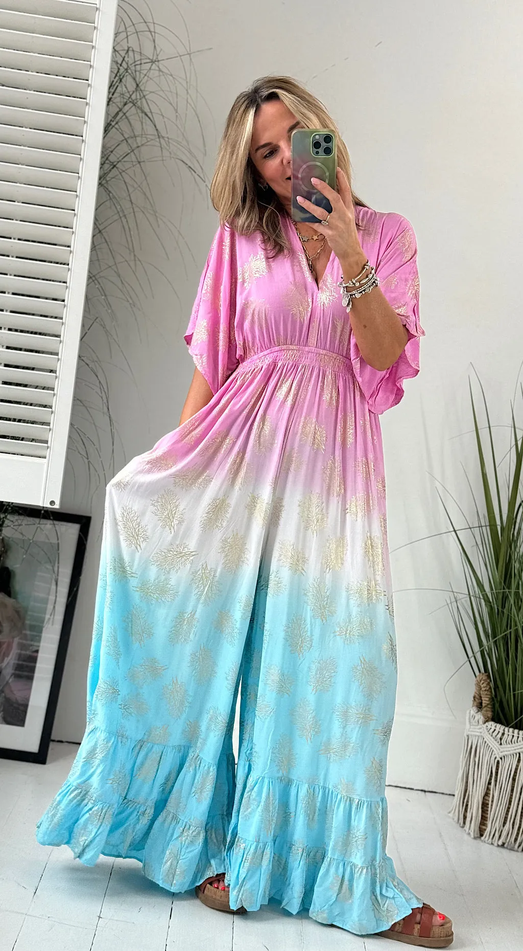 Last queen jumpsuit pink / blue