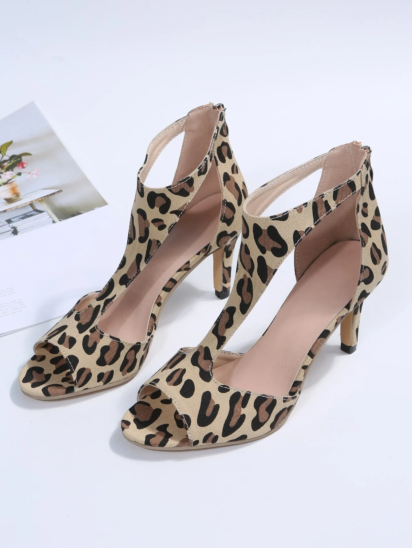 Leopard Print Stiletto Heeled Ankle Strap Sandals - Leopard - FD ⚡