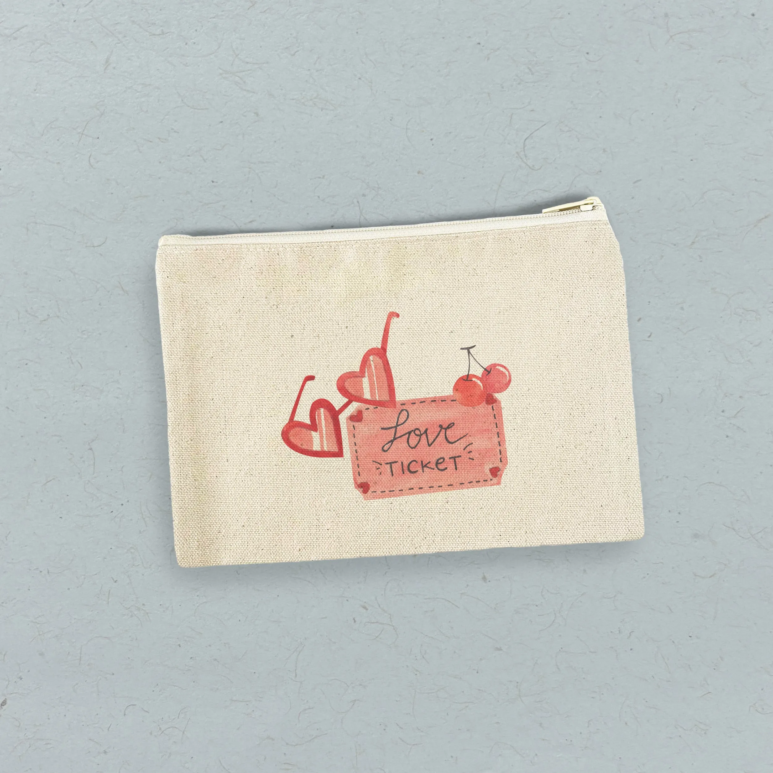 Love Ticket - Valentine's Canvas Zipper Pouch