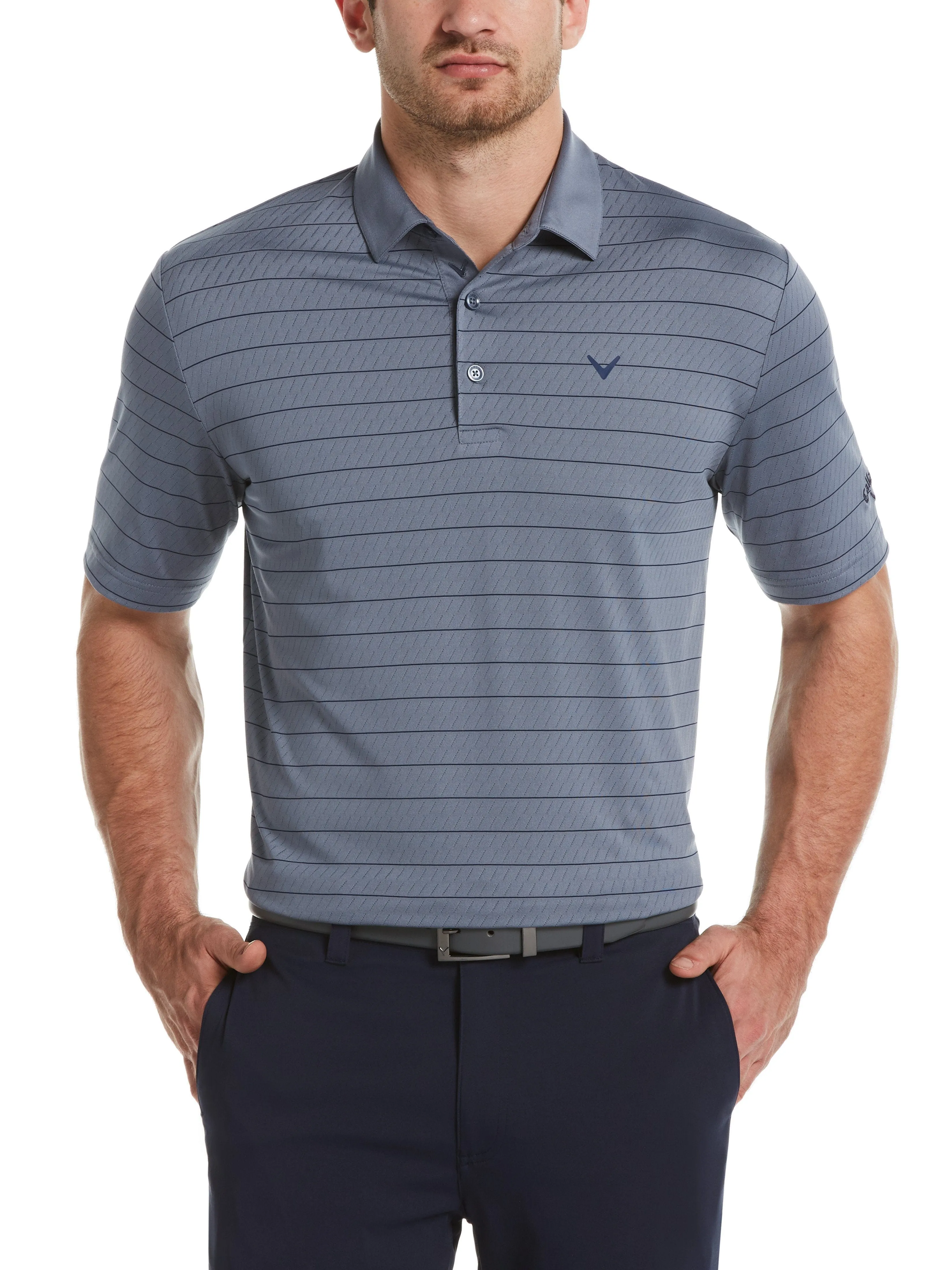 Mens Ventilated Stripe Polo