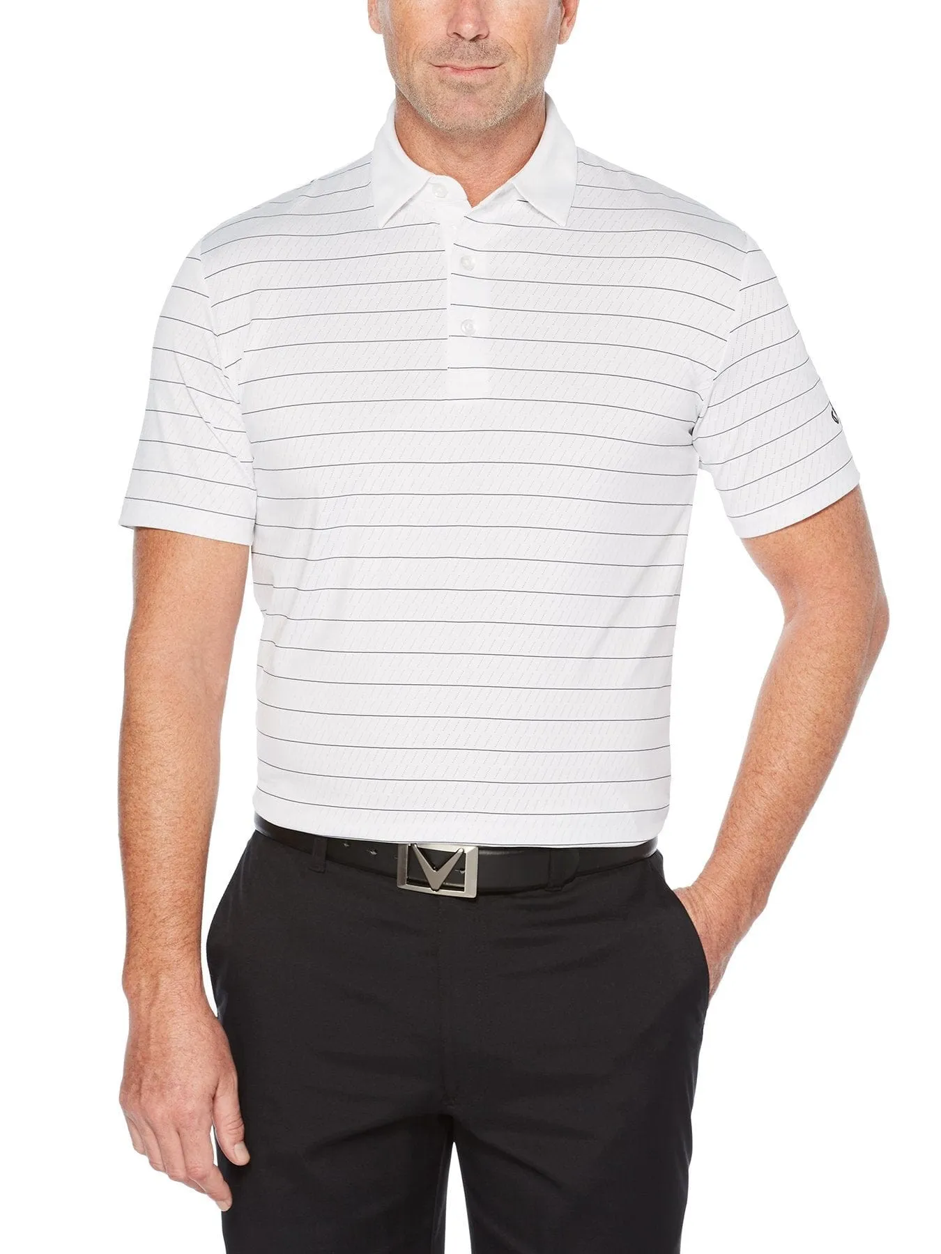 Mens Ventilated Stripe Polo