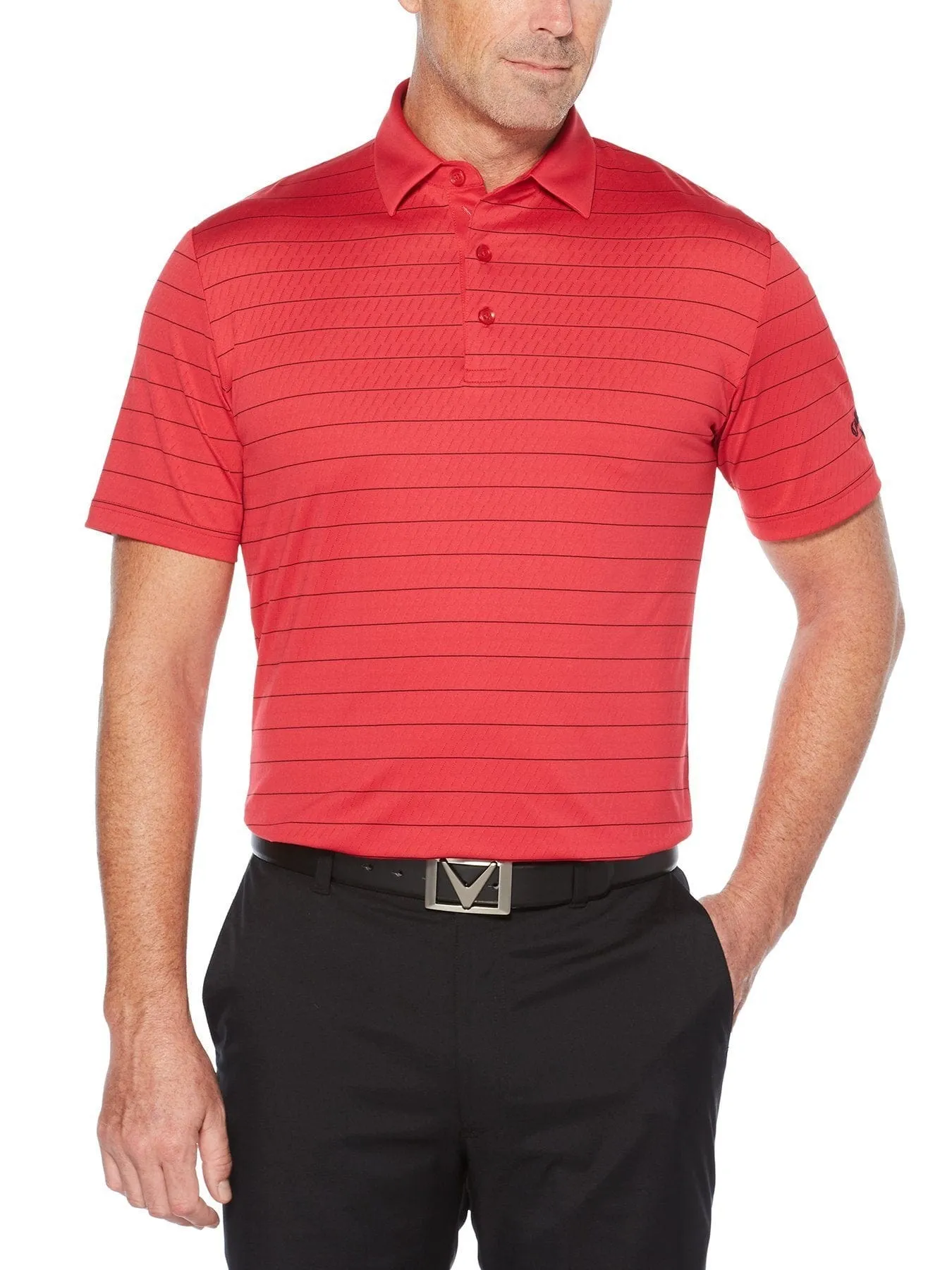 Mens Ventilated Stripe Polo