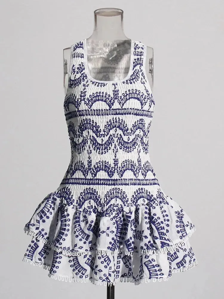TWOTWINSTYLE Embroidery Solid Mini Dress