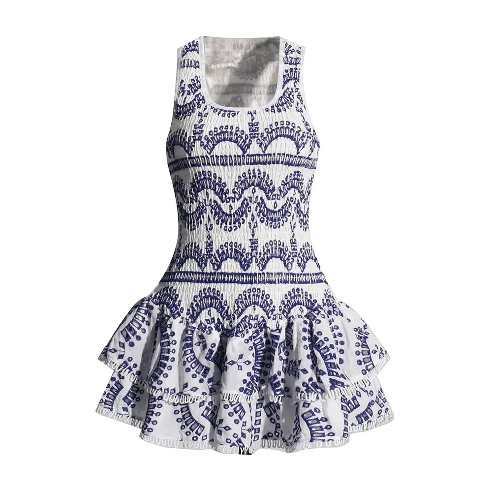 TWOTWINSTYLE Embroidery Solid Mini Dress